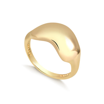 Anel orgânico ondulado com banho de ouro 18k