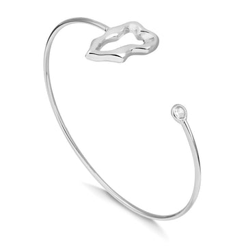 Pulseira bracelete orgânico e ponto de luz com banho de ródio branco