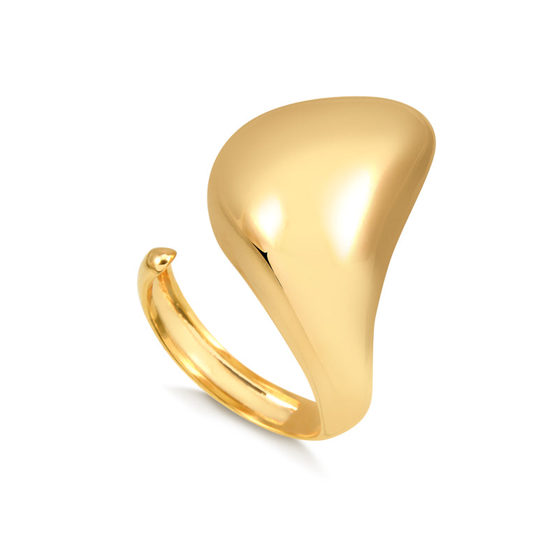 Anel maxi gota orgânica com banho de ouro 18k
