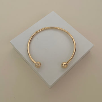 Pulseira bracelete liso esferas ponta com banho de ouro 18k