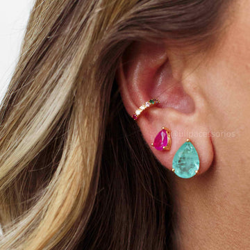 Piercing colorido slim dourado