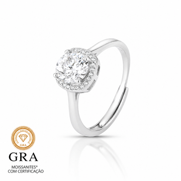 Anel MOISSANITE quadrado maior 1 quilate joia em prata 925 com banho de ródio branco