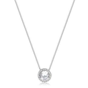 Colar oval cristal entorno cravejado com banho de ródio branco