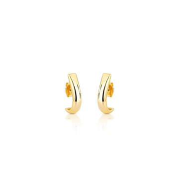 Brinco ear hook liso largo com banho de ouro 18k