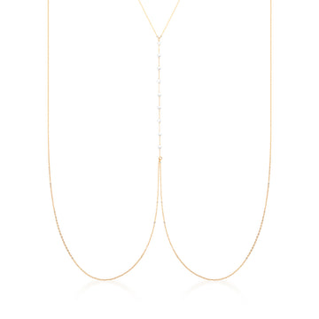 Body Chain mini pérolas dourado