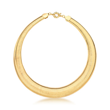 Colar aro largo abaloado trabalhado dourado