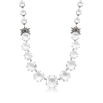 Colar maxi zircônias cristais com estrela inspired com banho de ródio branco