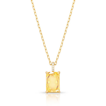 Colar retângulo citrino com banho de ouro 18k