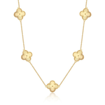 Colar trevos longo com banho de ouro18k