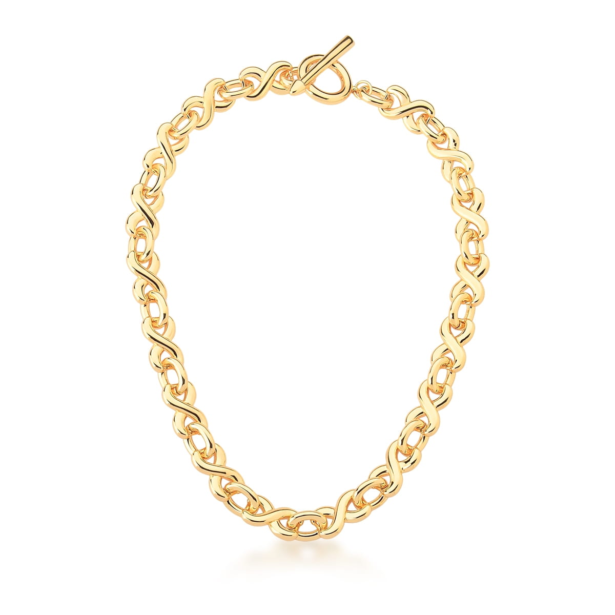 Colar elos infinito fecho pino com banho de ouro18k