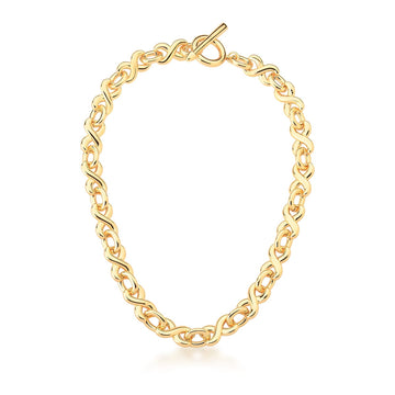 Colar elos infinito fecho pino com banho de ouro18k