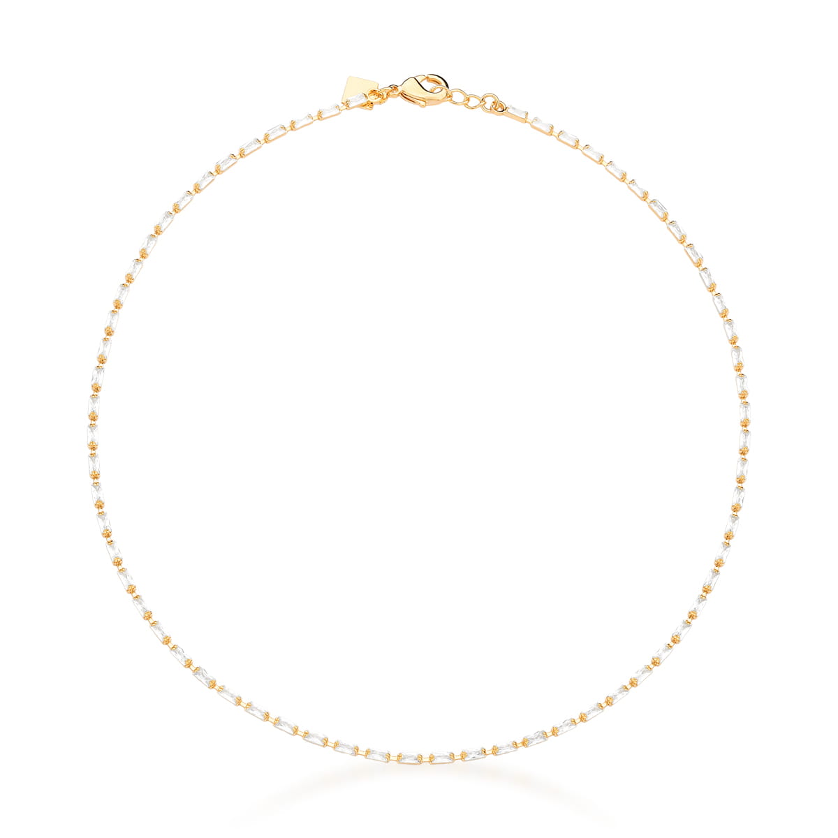 Colar choker navetes cristal com banho de ouro 18k