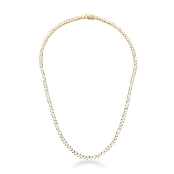 Colar riviera  45cm 3 garras trama rígida com zircônia cristal 3mm com banho de ouro 18k