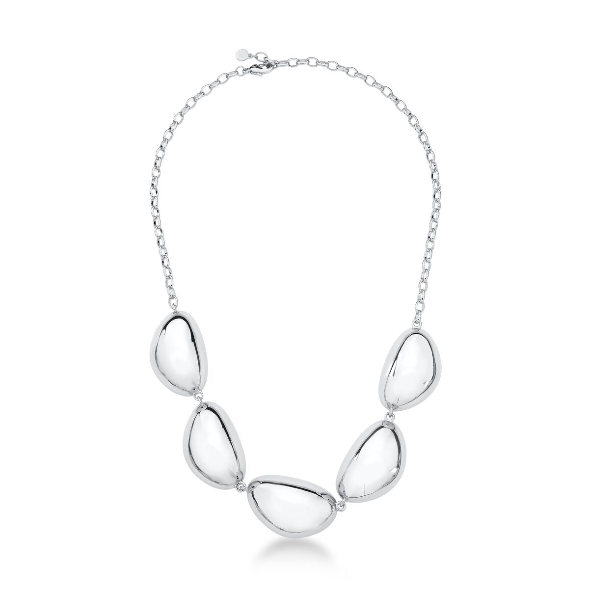 Colar maxi gotas lisas com banho de ródio branco