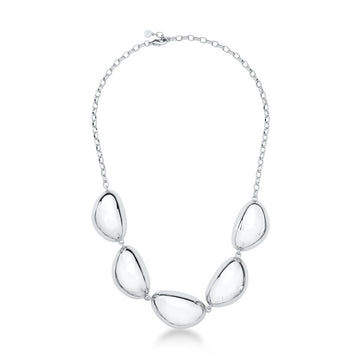 Colar maxi gotas lisas com banho de ródio branco