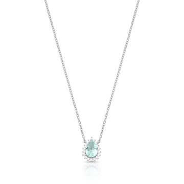 Colar prata 925 gota turmalina clara entorno cravejado