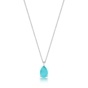 Colar gota esmeralda colombiana ródio branco