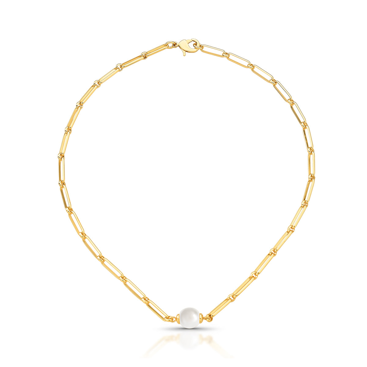 Colar choker elos cartier e pérola com banho de ouro 18k