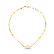 Colar choker elos cartier e pérola com banho de ouro 18k