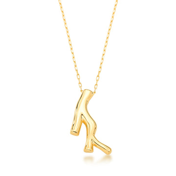 Colar raízes liso com banho de ouro 18k