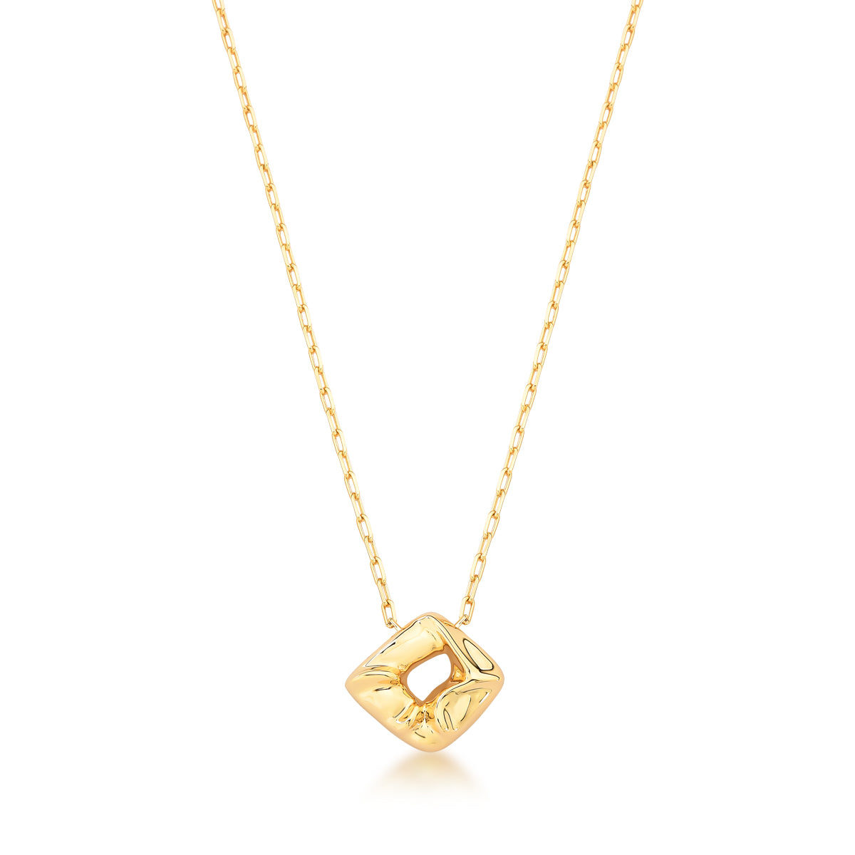 Colar choker oval orgânico vazado com banho de ouro 18k