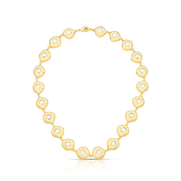 Colar ovais orgânico com zircônia cristal com banho de ouro 18k