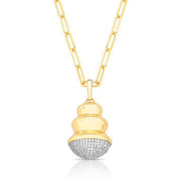 Colar elos com pingente de click abstract cravejado Luxo com banho de ouro 18k