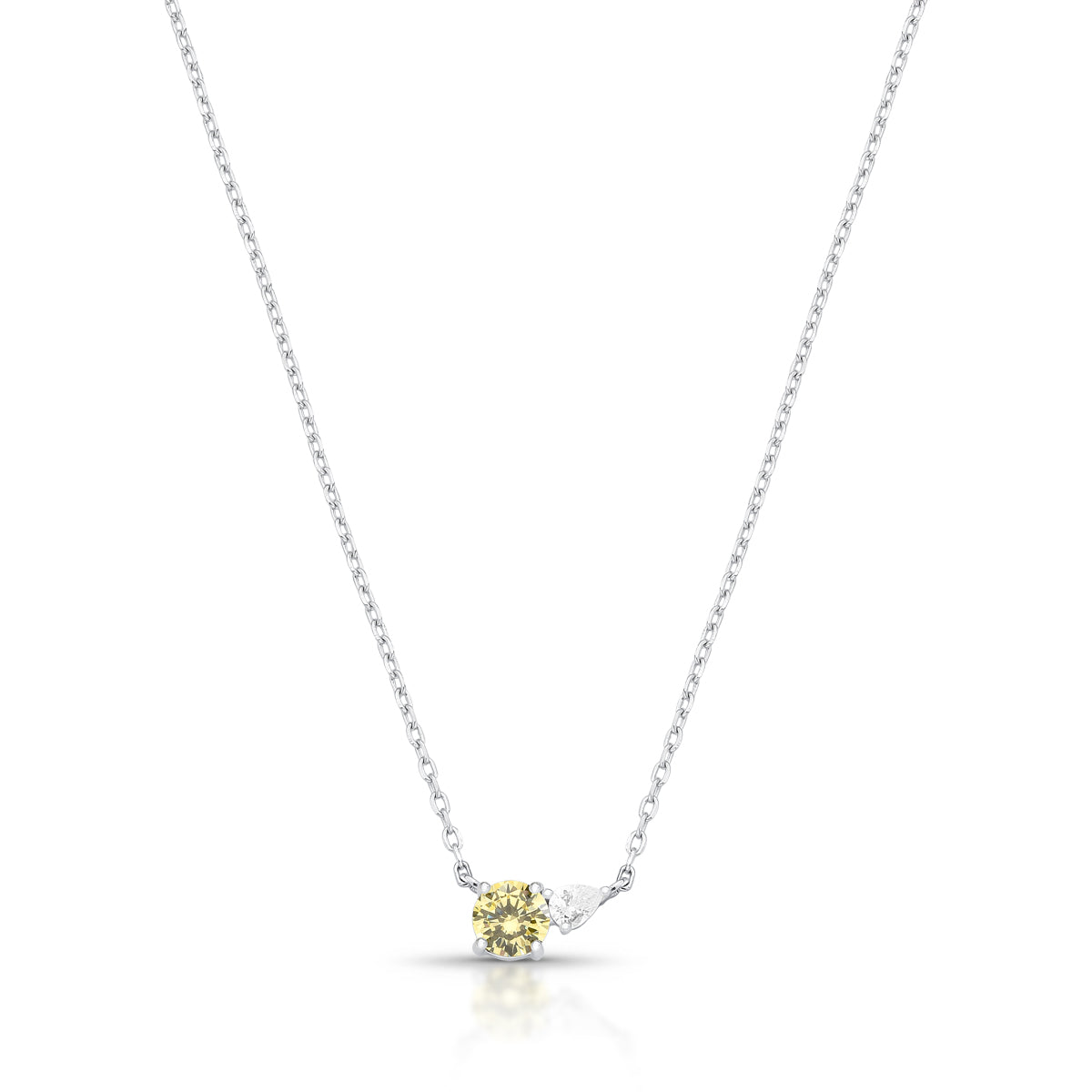 Colar prata 925 oval citrino e gota cristal