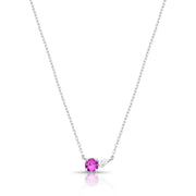 Colar prata 925 oval turmalina rosa e gota cristal