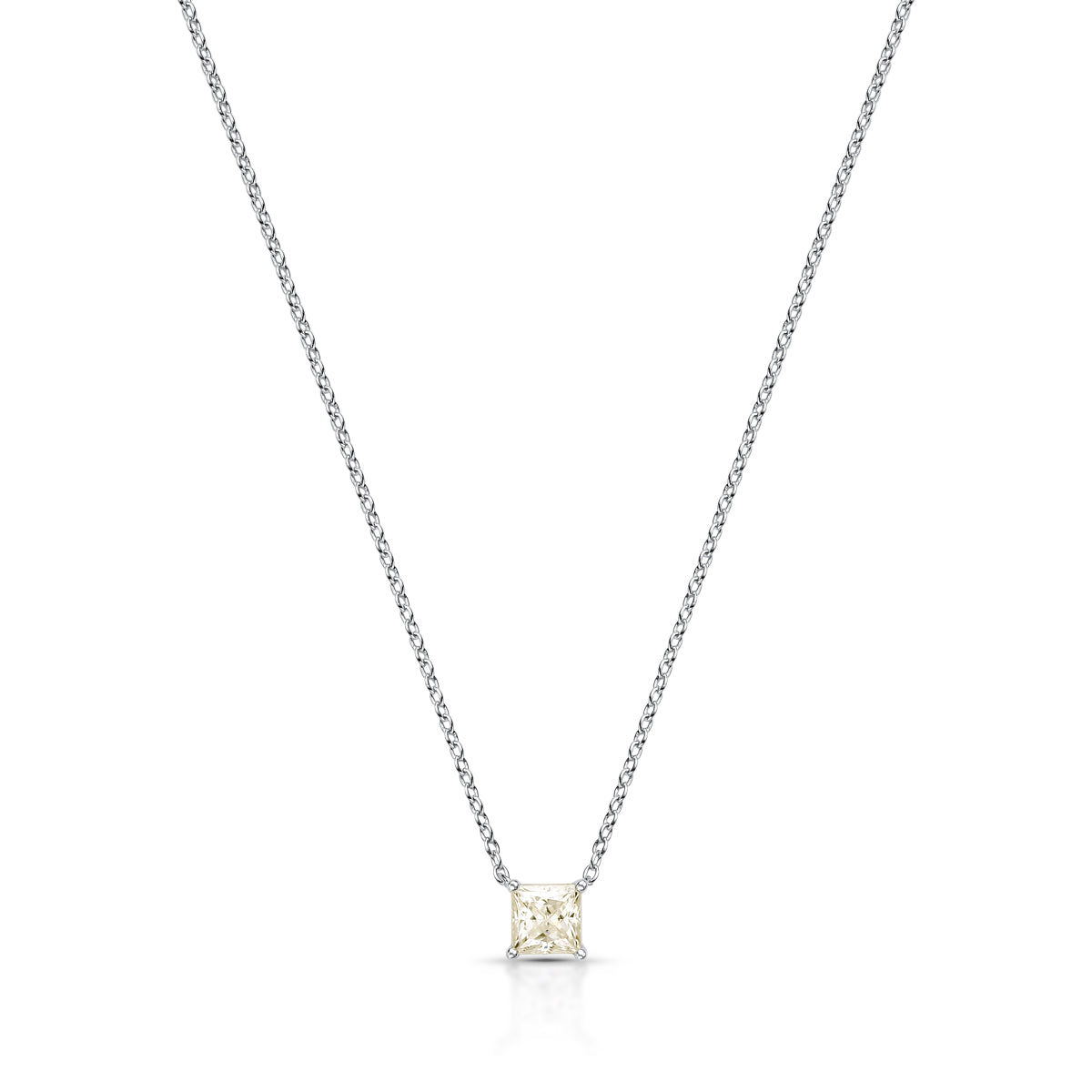 Colar MOISSANITE quadrado 5mm em prata 925
