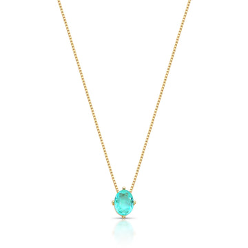 Colar oval esmeralda colombiana com banho de ouro 18k