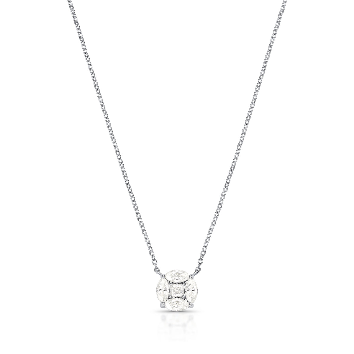 Colar prata 925 MOISSANITE oval 4 navetes