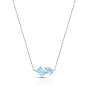 Colar retângulo e gota topázio com banho de ródio branco