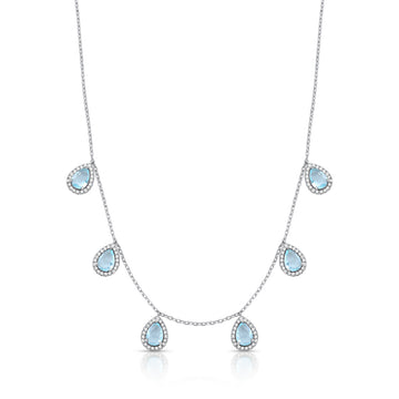 Colar gotas topázio entorno cravejado e banho de ródio branco