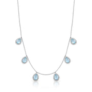 Colar gotas topázio entorno cravejado e banho de ródio branco