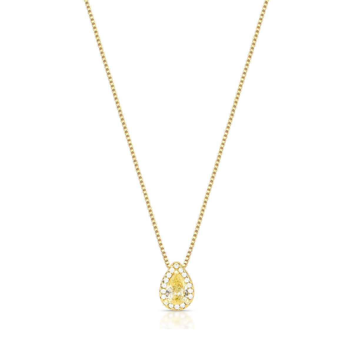 Colar gota citrino entorno cravejado com banho de ouro 18k
