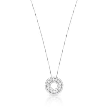 Colar oval cravejado vazado em prata 925 com banho de ródio branco