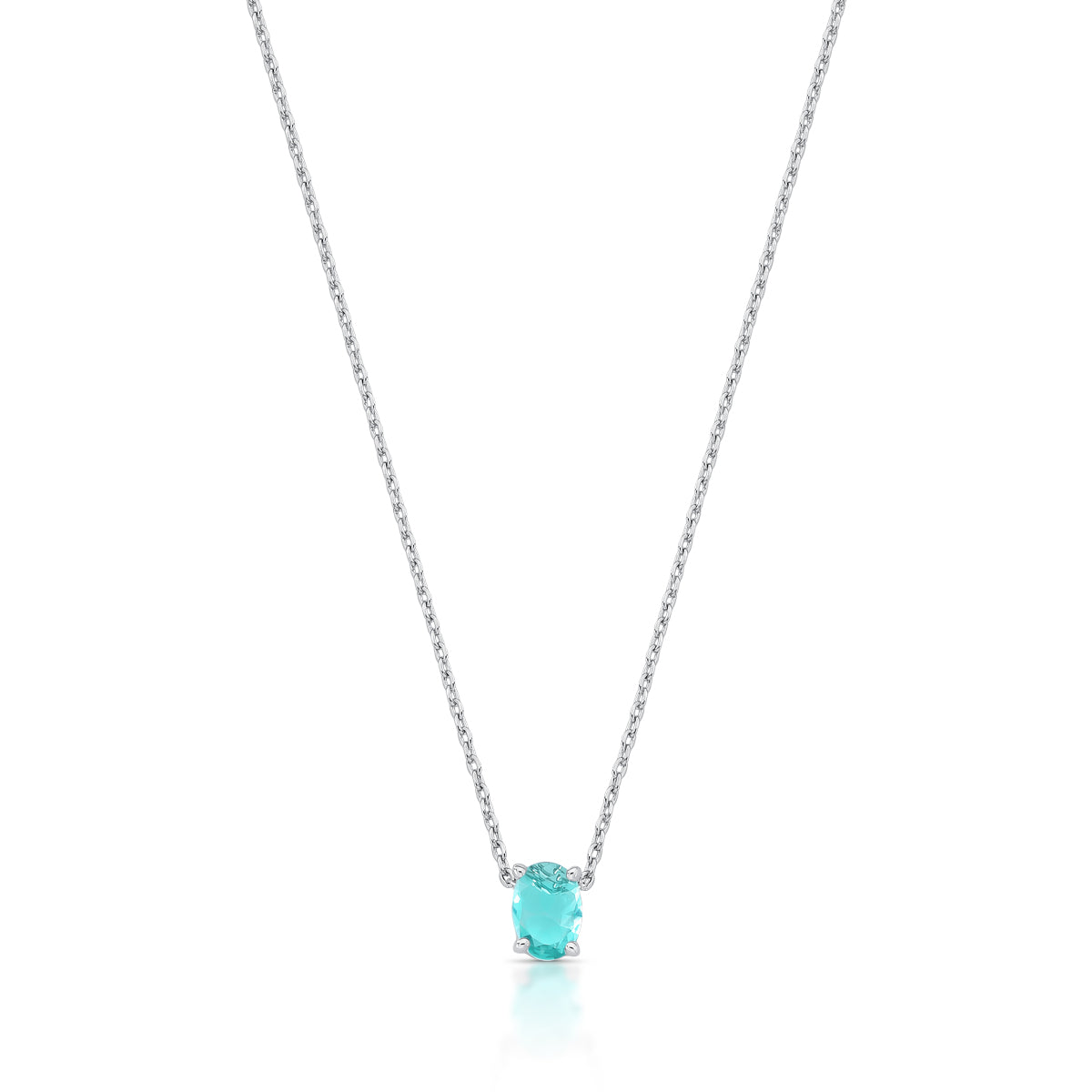 Colar mini oval turmalina com banho de ródio branco