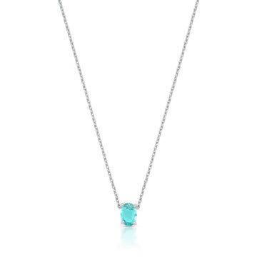 Colar mini oval turmalina com banho de ródio branco