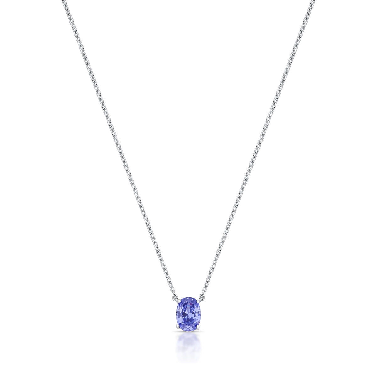 Colar prata 925 oval tanzanita com banho de ródio branco