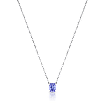 Colar prata 925 oval tanzanita com banho de ródio branco