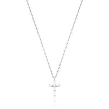 Colar prata 925 mini crucifixo cristal