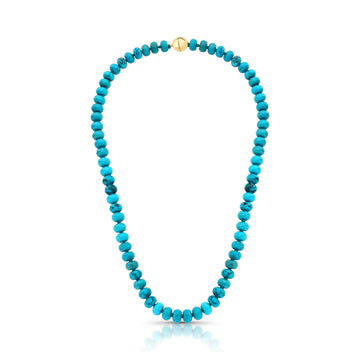 Colar em pedra natural turquesa com fecho imã