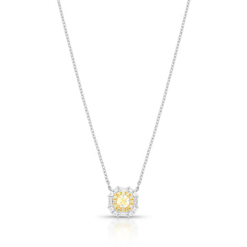 Colar prata 925 quadrado com zircônia na cor citrino e cristal