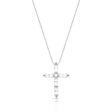 Colar prata 925 crucifixo cristal