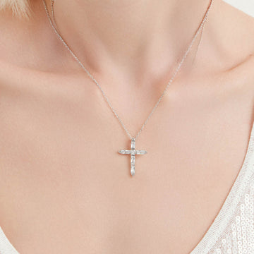 Colar prata 925 crucifixo cristal