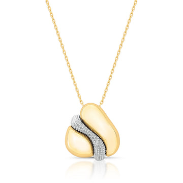 Colar orgânico liso e cravejado com banho de ouro 18k