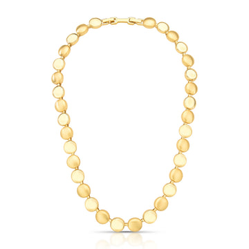 Colar ovais lisos e foscos com banho de ouro 18k -41cm +2cm extensor