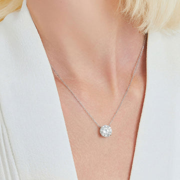 Colar MOISSANITE solitário joia em prata 925 pedra 10mm 4 quilates