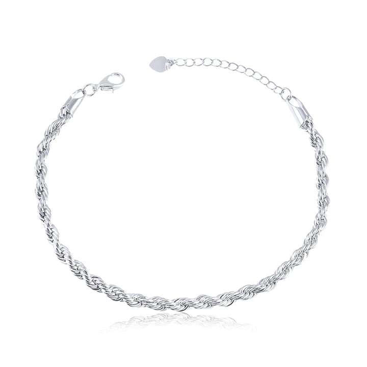 Pulseira cordão baiano com banho de ródio branco